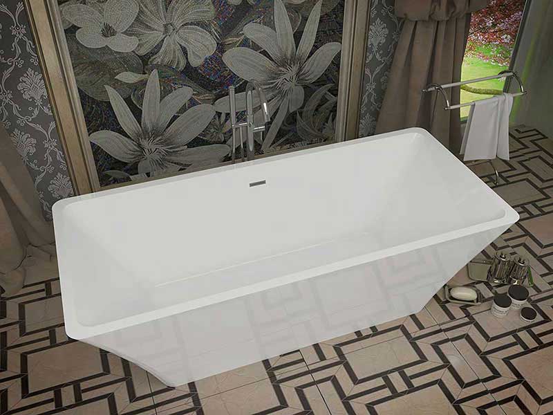 Anzzi Arden 66.5 in. One Piece Acrylic Freestanding Bathtub in Glossy White 2
