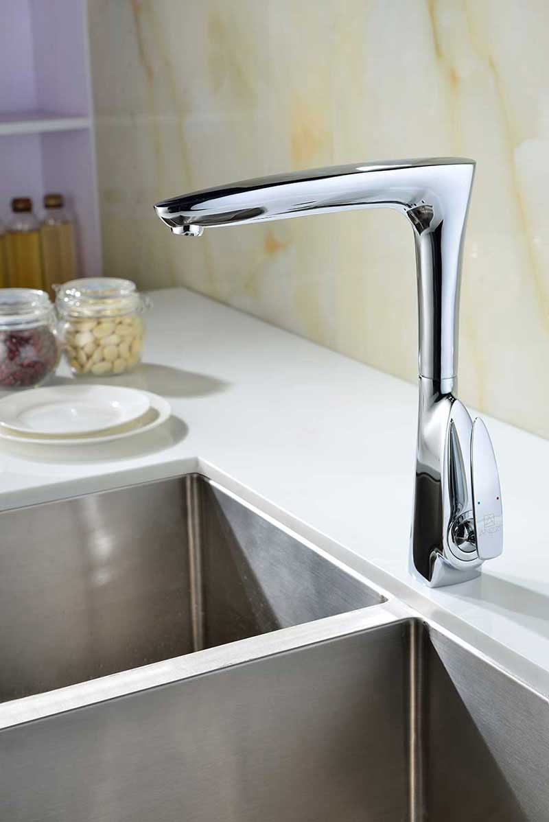 Anzzi Timbre Series Single Handle Kitchen Faucet in Polished Chrome 3