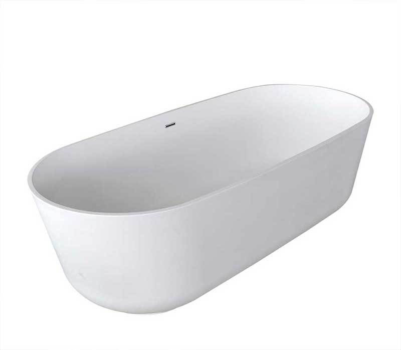 Anzzi Sabbia 5.9 ft. Man-Made Stone Freestanding Non-Whirlpool Bathtub in Matte White and Kros Series Faucet in Chrome 2