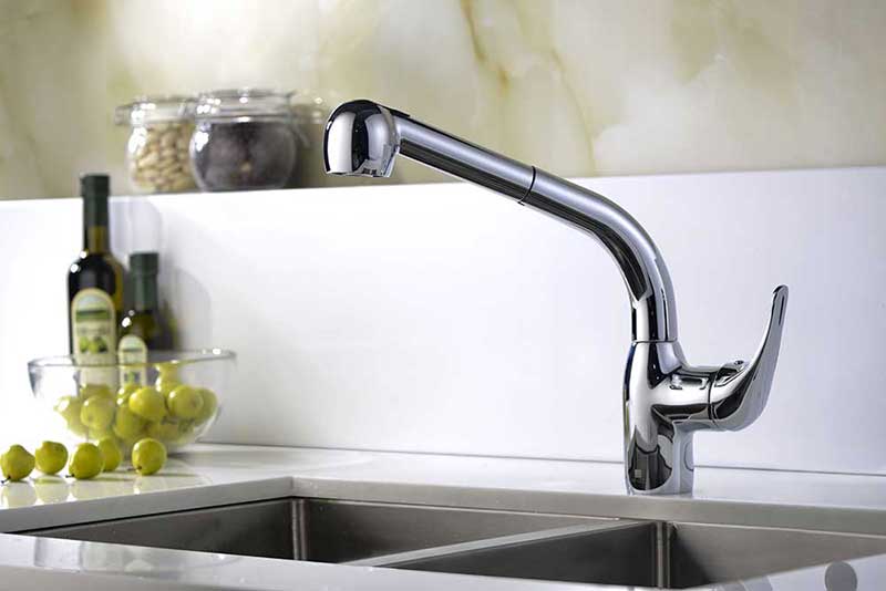 Anzzi Harbour Pull Out Single Handle Kitchen Faucet in Polished Chrome 5