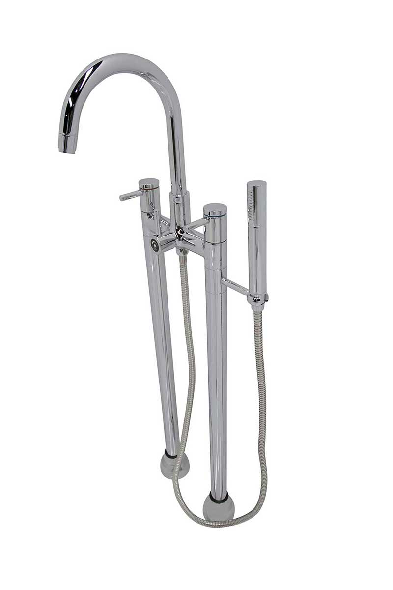 Anzzi Sol Series 3-Handle Freestanding Claw Foot Tub Faucet with Hand shower in Polished Chrome 4