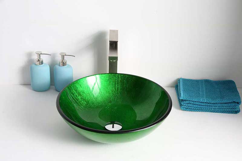 Anzzi Melody Series Deco-Glass Vessel Sink in Lustrous Green Finish 4