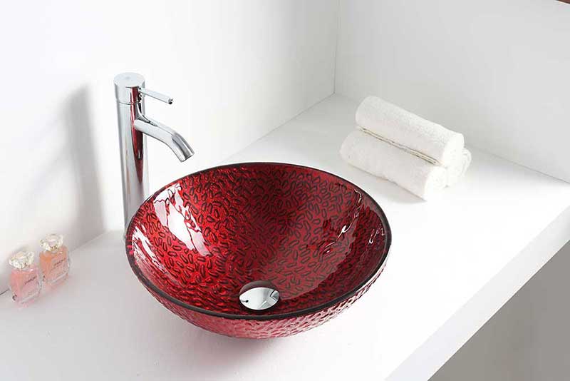 Anzzi Rhythm Series Deco-Glass Vessel Sink in Lustrous Red Finish 5