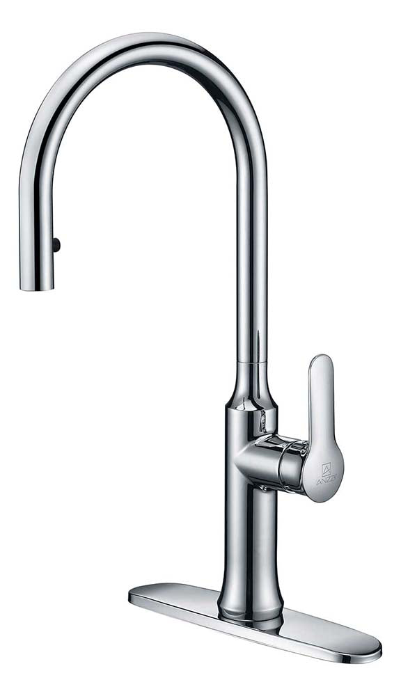 Anzzi Cresent Single Handle Pull-Down Sprayer Kitchen Faucet in Polished Chrome KF-AZ1068CH 2