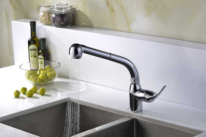 Anzzi Harbour Pull Out Single Handle Kitchen Faucet in Polished Chrome 4