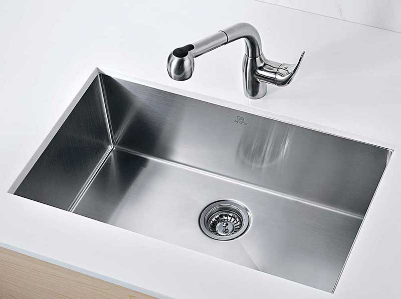 Anzzi VANGUARD Series 30 in. Under Mount Single Basin Handmade Stainless Steel Kitchen Sink 2