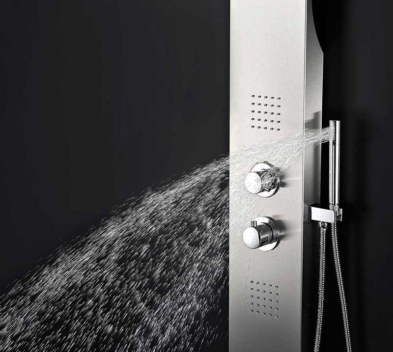 Anzzi ANCHORAGE Series 60 in. Full Body Shower Panel System with Heavy Rain Shower and Spray Wand in Brushed Steel 8