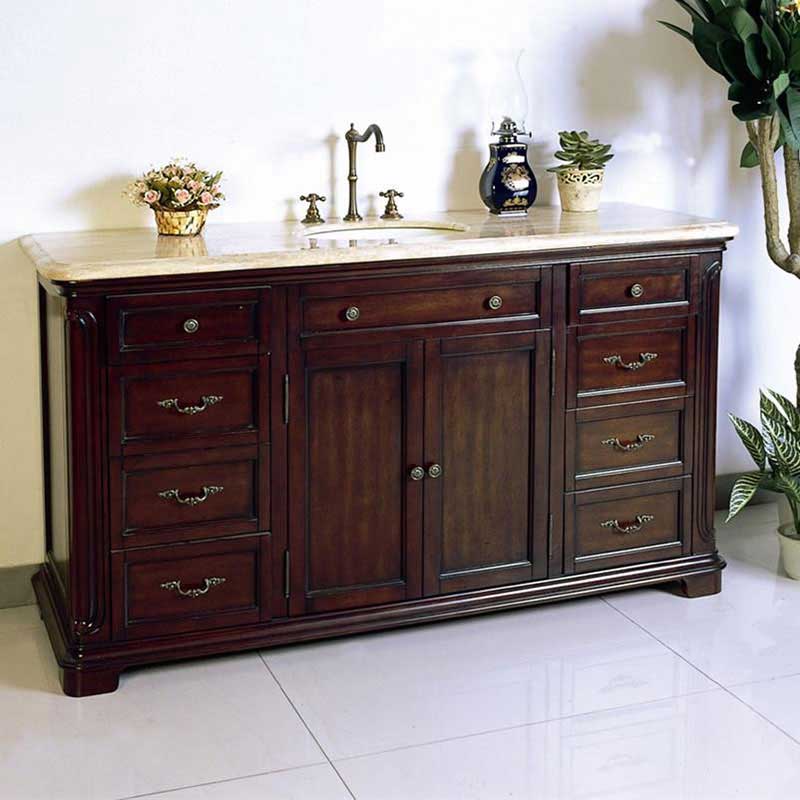 Legion Furniture 60" Solid Wood Sink Chest Vanity Set