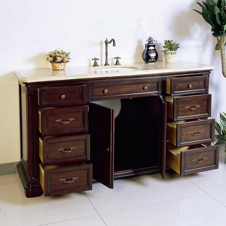 Legion Furniture 60" Solid Wood Sink Chest Vanity Set 2