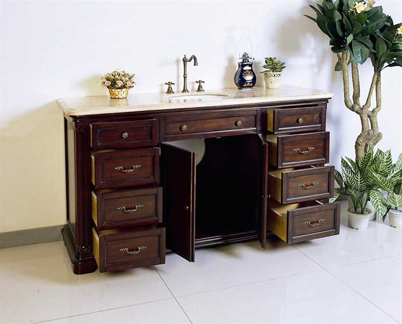 Legion Furniture 60" Solid Wood Sink Chest Vanity Set 6