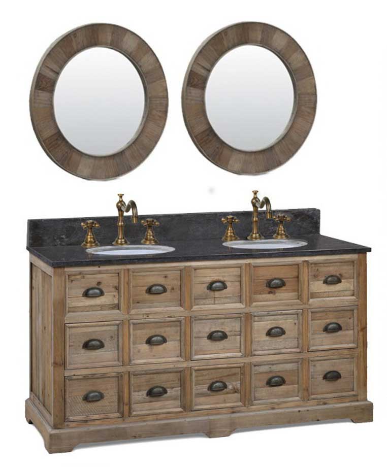 Legion Furniture 61" Solid Recycled Fir Double Vanity Set