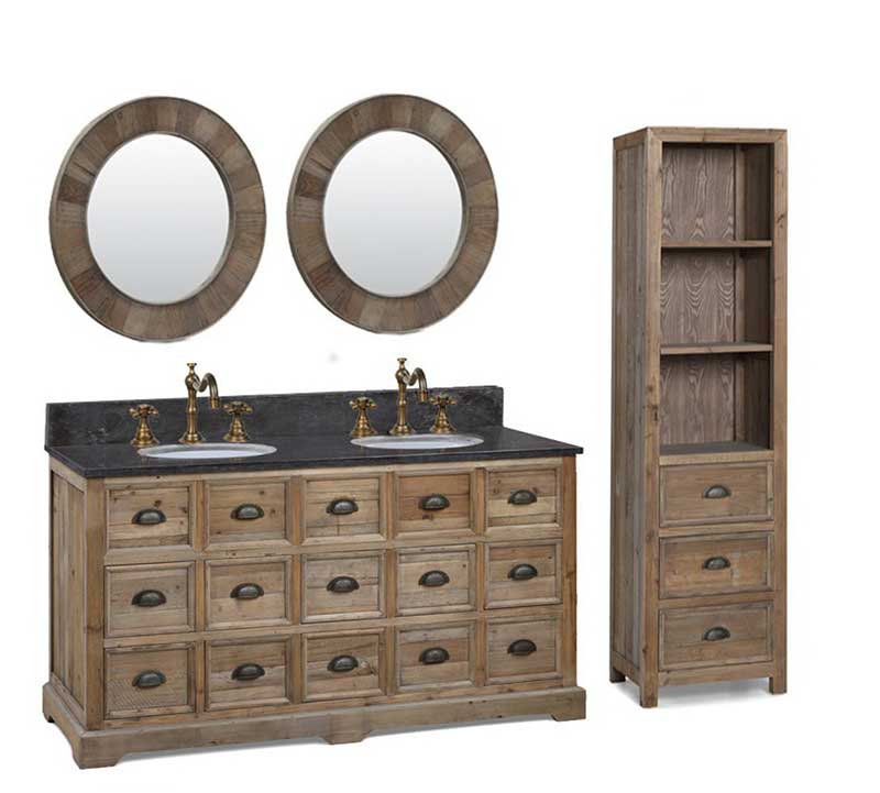 Legion Furniture 61" Solid Recycled Fir Double Vanity Set 2