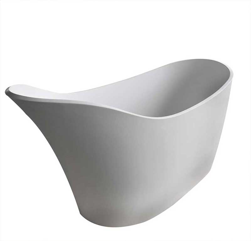 Anzzi Alto 5.6 ft. Man-Made Stone Freestanding Non-Whirlpool Bathtub in Matte White and Kase Series Faucet in Chrome 2