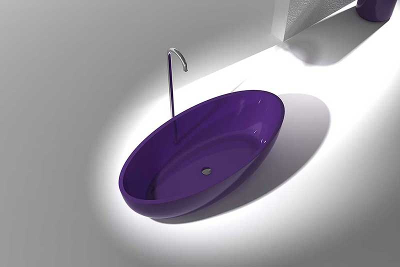 Opal 67 in. One Piece Anzzi Stone Freestanding Bathtub in Translucent Evening Violet 4