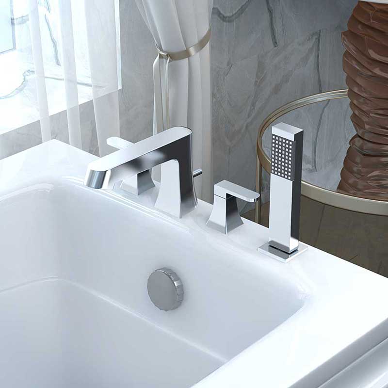 Anzzi Cove Series 2-Handle Roman Bathtub Faucet with Shower Wand in Polished Chrome 2