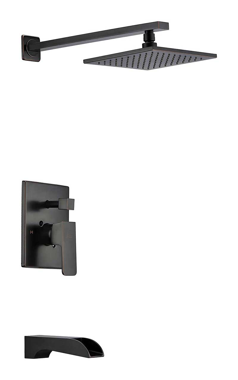 Anzzi Mezzo Series Single Handle Wall Mounted Showerhead and Bath Faucet Set in Oil Rubbed Bronze