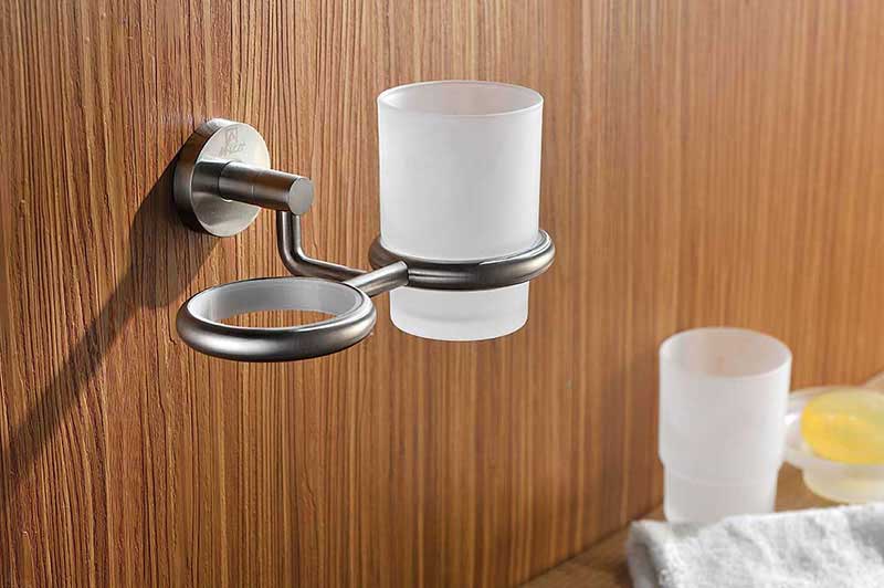Anzzi Caster Series Double Toothbrush holder in Brushed Nickel 3