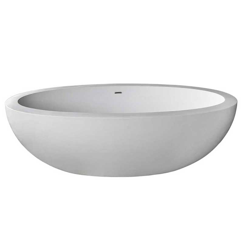Anzzi Lusso 6.3 ft. Man-Made Stone Freestanding Non-Whirlpool Bathtub in Matte White and Sol Series Faucet in Chrome 4