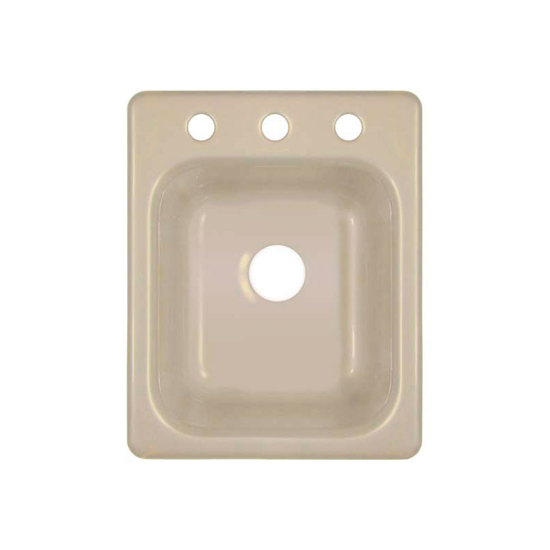 Lyons Industries DKPREP02 Almond 16"x20" Single Bowl Acrylic 8" Deep Kitchen Prep Sink with Three Faucet Holes