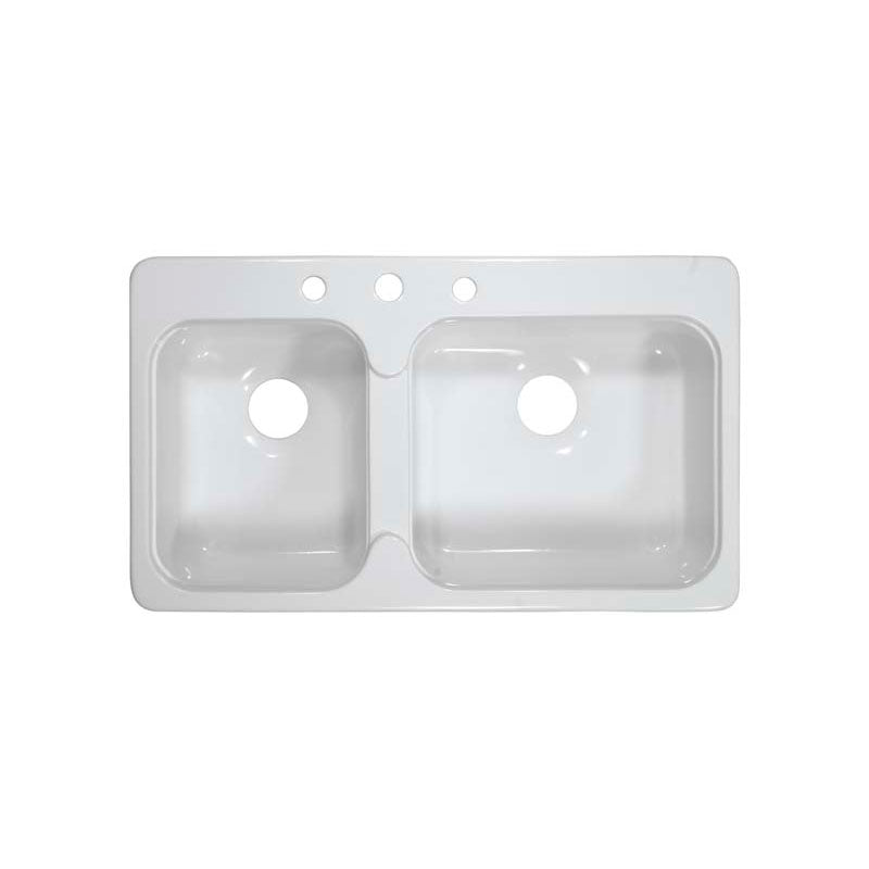 Lyons Industries DKS01C-3.5 Designer White 33"x19" Manufactured/Mobile Home Acrylic 7.25" Deep Kitchen Sink, three Hole