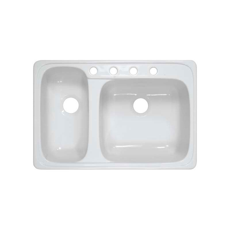 Lyons Industries DKS01HL-TB Designer White Soprano Dual High-Low Bowl Acrylic Kitchen Sink