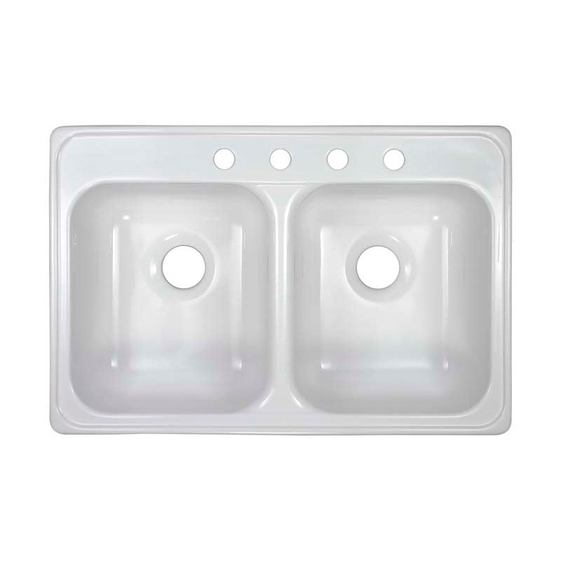 Lyons Industries DKS01ID-TB White Ideal Dual Bowl Acrylic 7.5" Deep Kitchen Sink