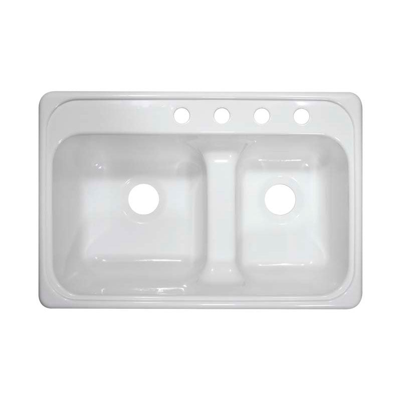 Lyons Industries DKS01LD-3.5 Chef Select White Dual Bowl Low Dam Acrylic Kitchen Sink