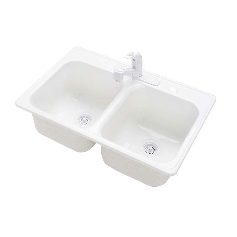 Lyons Industries DKS01TE-TB4 White Timeless Elegance Dual Bowl Acrylic 10-Inch Deep Kitchen Sink