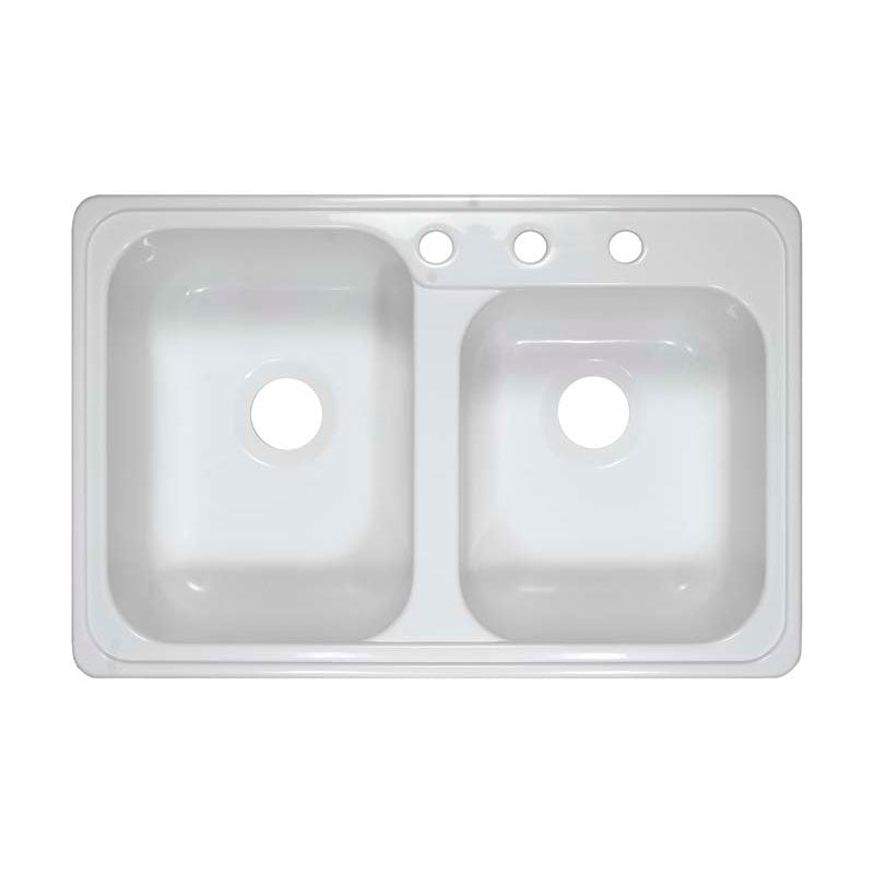Lyons Industries DKS01Y-3.5 Designer White Connoisseur Dual High-Low Bowl Acrylic Kitchen Sink