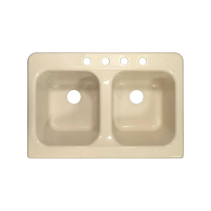 Lyons Industries DKS02AP-3.5 Designer Almond Apron Front Dual Bowl Acrylic 10" Deep Kitchen Sink
