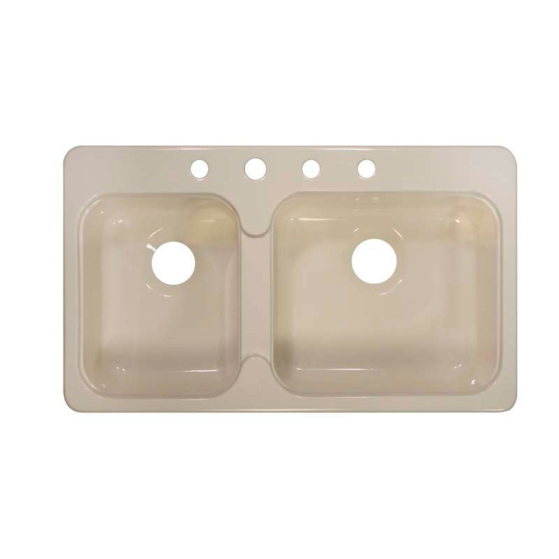 Lyons Industries DKS02C4-3.5 Designer Almond 33"x19" Manufactured/Mobile Home Acrylic 7.25" Deep Kitchen Sink, Four Hole
