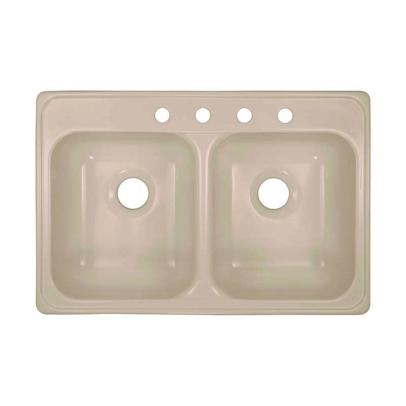 Lyons Industries DKS02ID-TB Almond Ideal Dual Bowl Acrylic 7.5" Deep Kitchen Sink