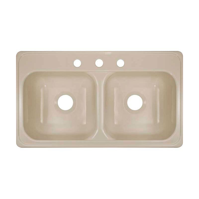 Lyons Industries DKS02J-3.5 Almond 33"x19" Manufactured/Mobile Home Acrylic 9" Deep Kitchen Sink, Three Hole