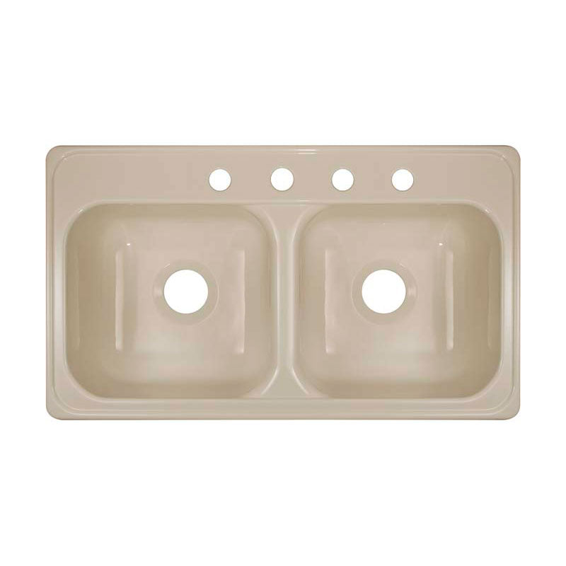 Lyons Industries DKS02J4-3.5 Almond 33"x19" Manufactured/Mobile Home Acrylic 9" Deep Kitchen Sink, Four Hole