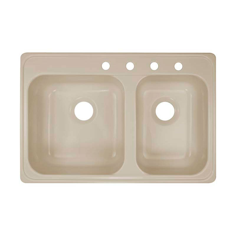 Lyons Industries DKS02P-TB Almond Pan Handler Dual Offset Bowl Acrylic Kitchen Sink