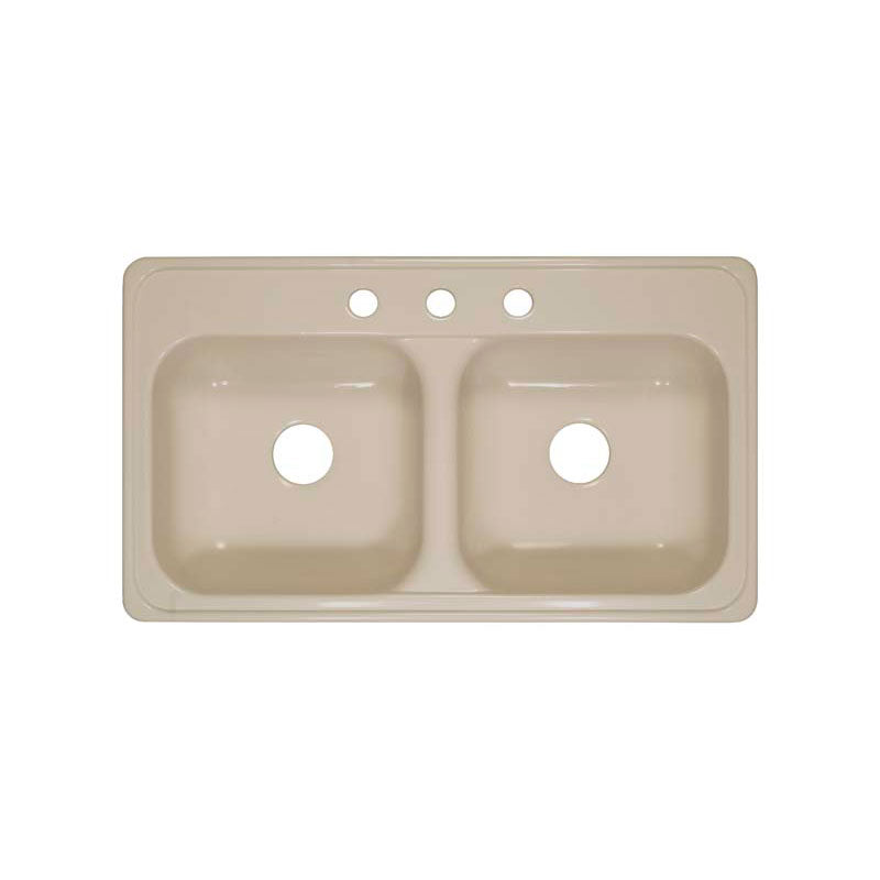 Lyons Industries DKS02Q-TB Almond 33"x19" Manufactured/Mobile Home Acrylic 6" Deep Kitchen Sink, Three Hole