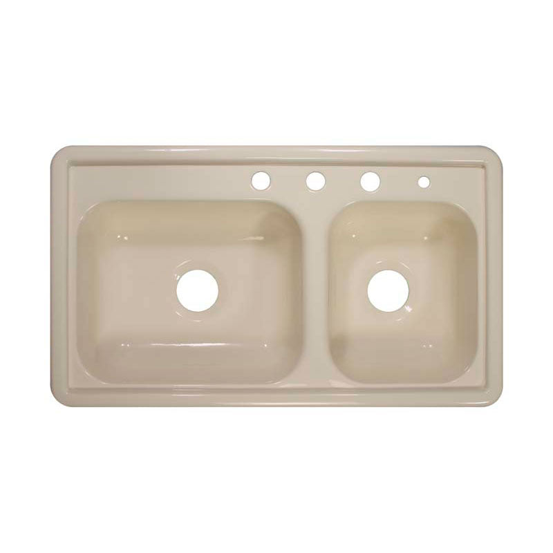 Lyons Industries DKS02R3.5 Almond 33"x19" Manufactured/Mobile Home Acrylic 7" Deep Kitchen Sink, Four Hole