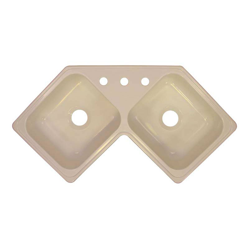 Lyons Industries DKS02V-3.5 Almond 32.25"x32.25" Manufactured/Mobile Home Acrylic Corner Kitchen Sink, Three Hole