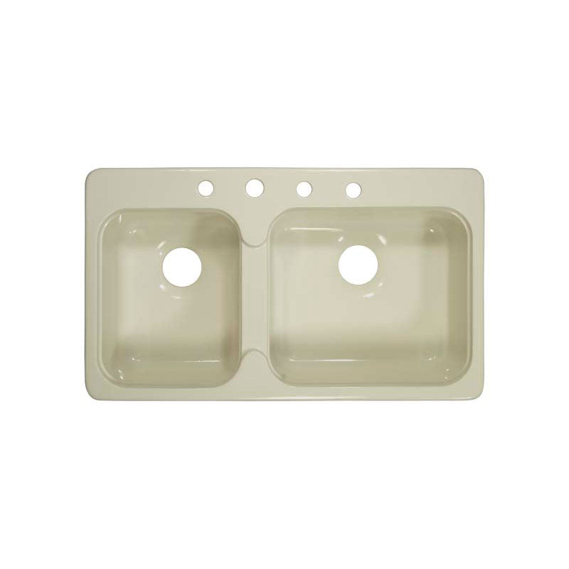 Lyons Industries DKS09C4-3.5 Designer Biscuit 33"x19" Manufactured/Mobile Home Acrylic 7.25" Deep Kitchen Sink, Four Hole