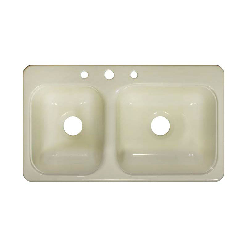 Lyons Industries DKS09CB-3.5 Biscuit 33"x19" Manufactured/Mobile Home Acrylic 8" Deep Kitchen Sink with Step Down Ledge, Three Hole