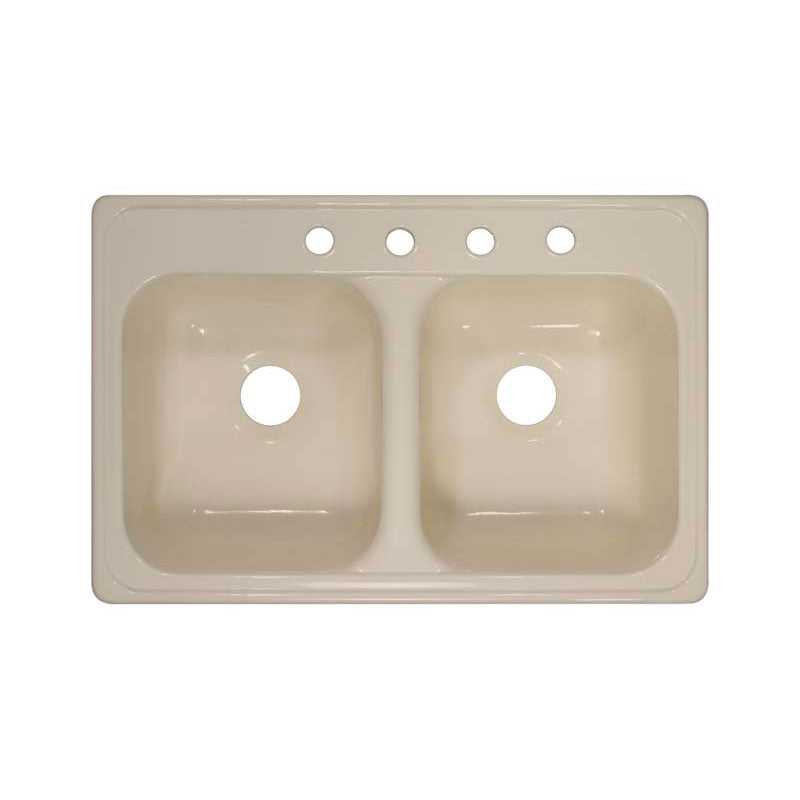Lyons Industries DKS09LX-TB4 Biscuit LX Style Canadian 31" X 20.5" Dual Bowl 9" Deep Acrylic Four Hole Kitchen Sink