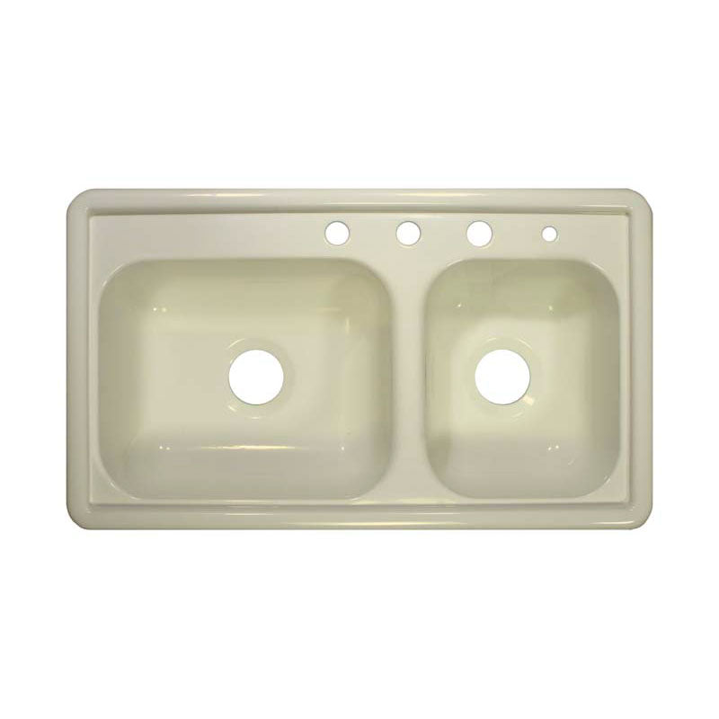 Lyons Industries DKS09R3.5 Biscuit 33"x19" Manufactured/Mobile Home Acrylic 7" Deep Kitchen Sink, Four Hole