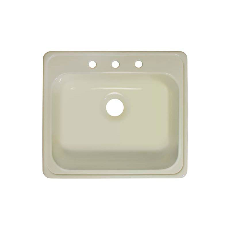 Lyons Industries DKS09X Biscuit 25"x22" Single Bowl Acrylic 9" Deep Kitchen Sink with Three Faucet Holes