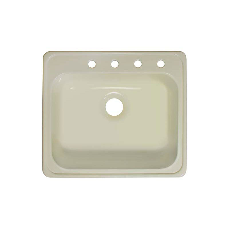 Lyons Industries DKS09X4 Biscuit 25"x22" Single Bowl Acrylic 9" Deep Kitchen Sink with Four Faucet Holes