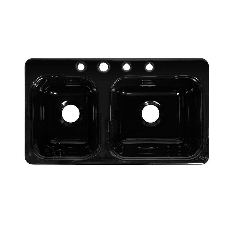 Lyons Industries DKS22CB4-3.5 Black 33"x19" Manufactured/Mobile Home Acrylic 8" Deep Kitchen Sink with Step Down Ledge, Four Hole