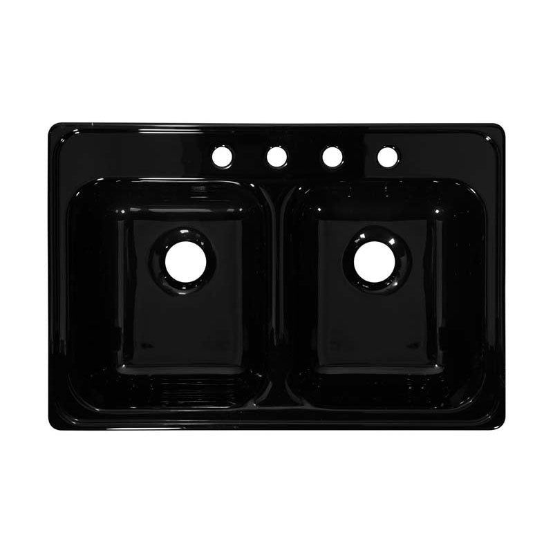 Lyons Industries DKS22ID-TB Black Ideal Dual Bowl Acrylic 7.5" Deep Kitchen Sink
