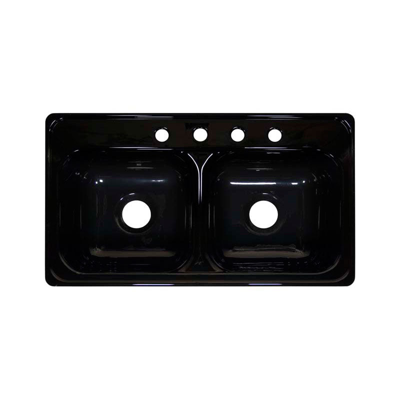 Lyons Industries DKS22J4-3.5 Black 33"x19" Manufactured/Mobile Home Acrylic 9" Deep Kitchen Sink, Four Hole