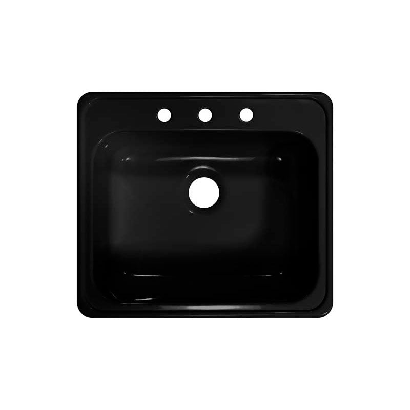 Lyons Industries DKS22X Black 25"x22" Single Bowl Acrylic 9" Deep Kitchen Sink with Three Faucet Holes