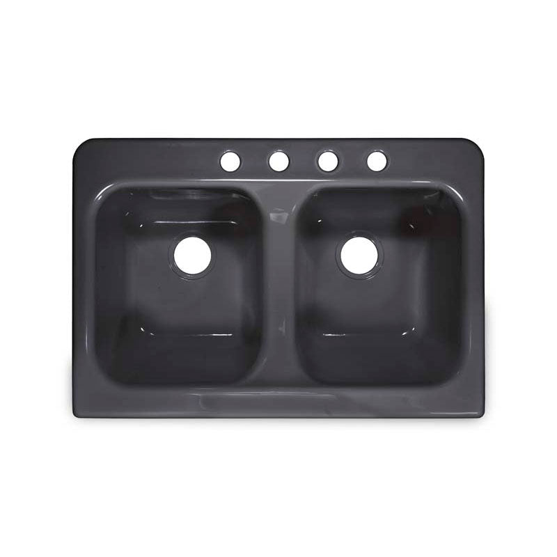 Lyons Industries DKS64AP-3.5 Designer Metallic Silver Apron Front Dual Bowl Acrylic 10" Deep Kitchen Sink