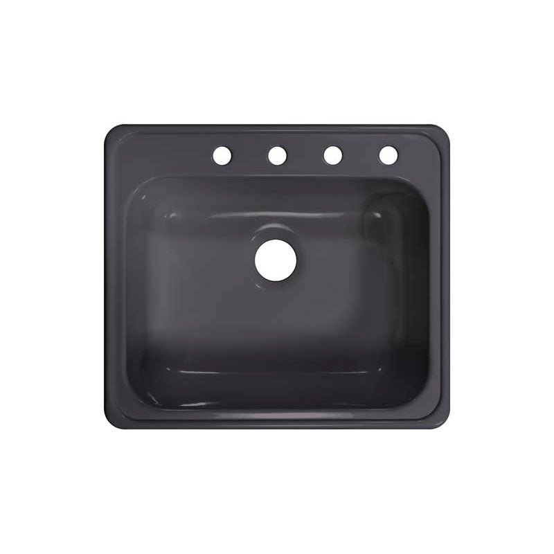 Lyons Industries DKS64X4 Metallic Silver 25"x22" Single Bowl Acrylic 9" Deep Kitchen Sink with Four Faucet Holes